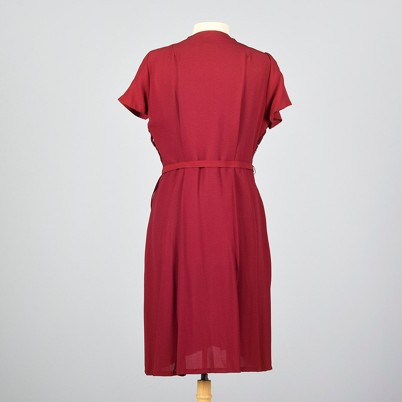 1950s Burgundy Dress with Lace Overlay
