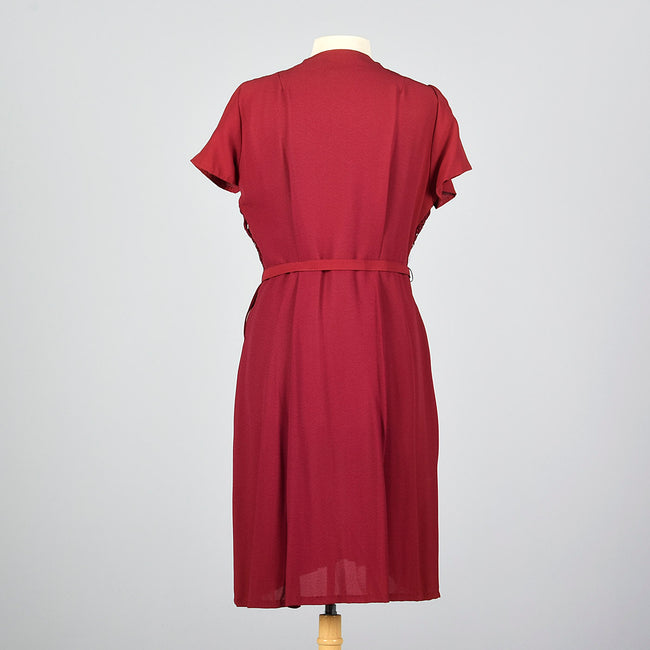 1950s Burgundy Dress with Lace Overlay