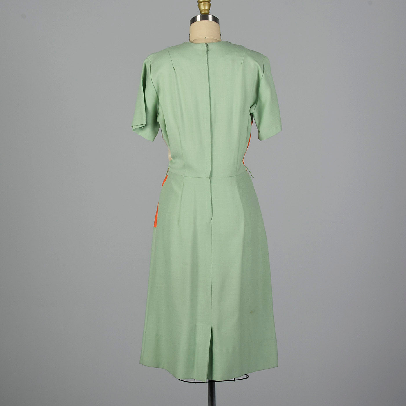 1950s Day Dress with Color Block Waist