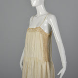 1920s Cream Silk Slip with Lace Trim