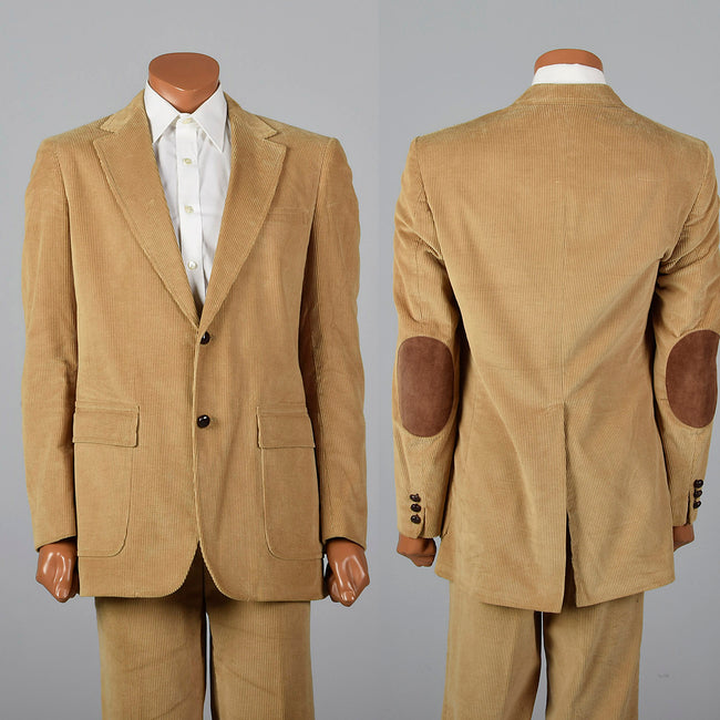 Medium 1970s Tan 2Pc Suit