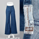 1970s Zip Front Bell Bottoms Cotton Denim