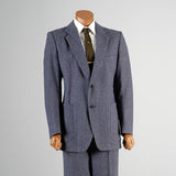 1970s Men's Pierre Cardin Black Label Blue & White Wool Tweed Suit