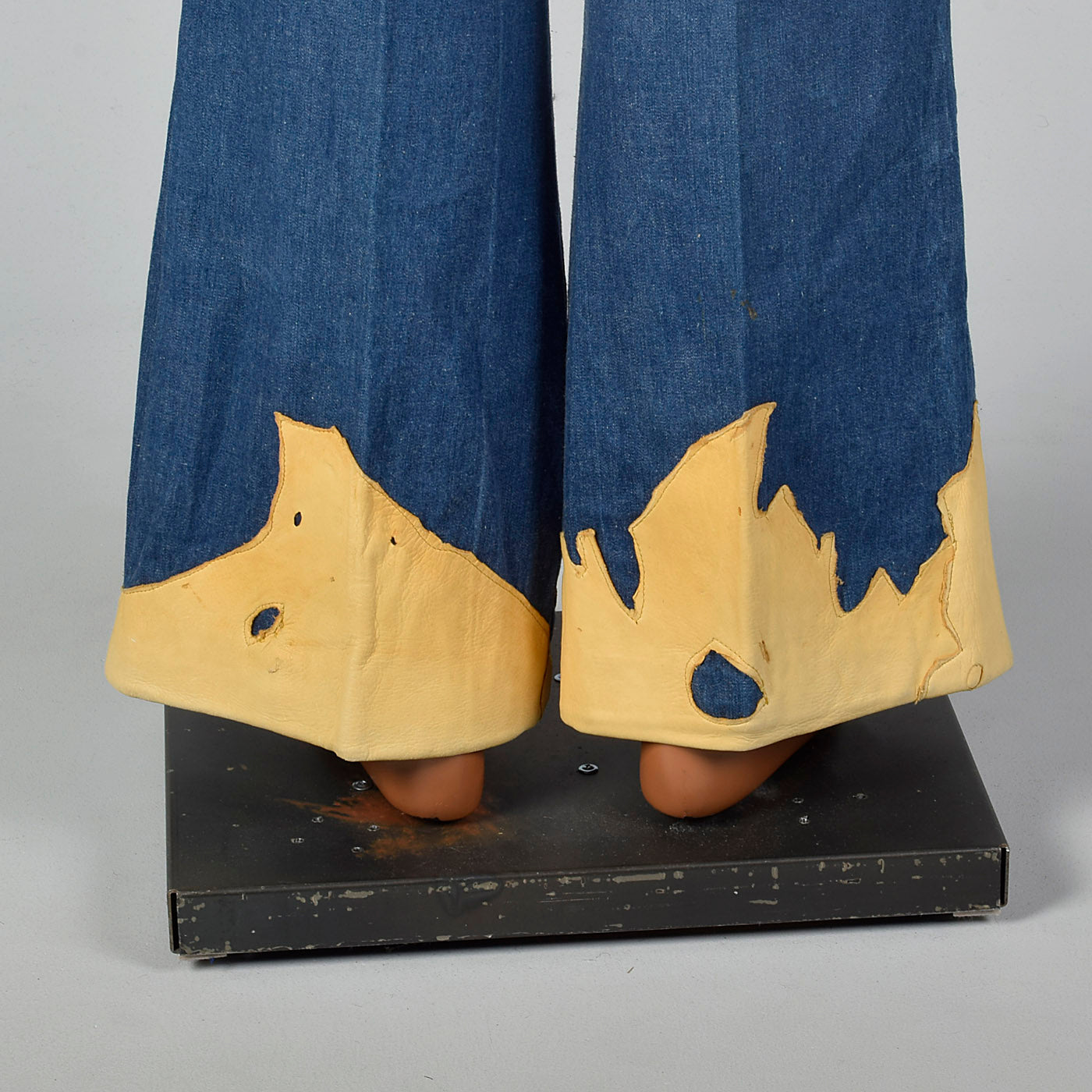 1970s Mens Bell Bottom Jeans with Lace Up Waist