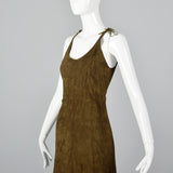 1970s Brown Suede Sheath Dress