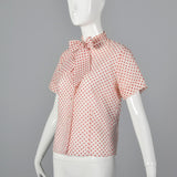 1960s White Blouse with Red Polka Dots