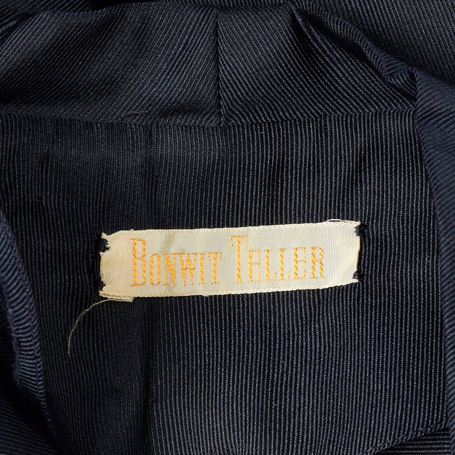 Large 1950s Bonwit Teller Dark Navy Blue Silk Cocktail Dress