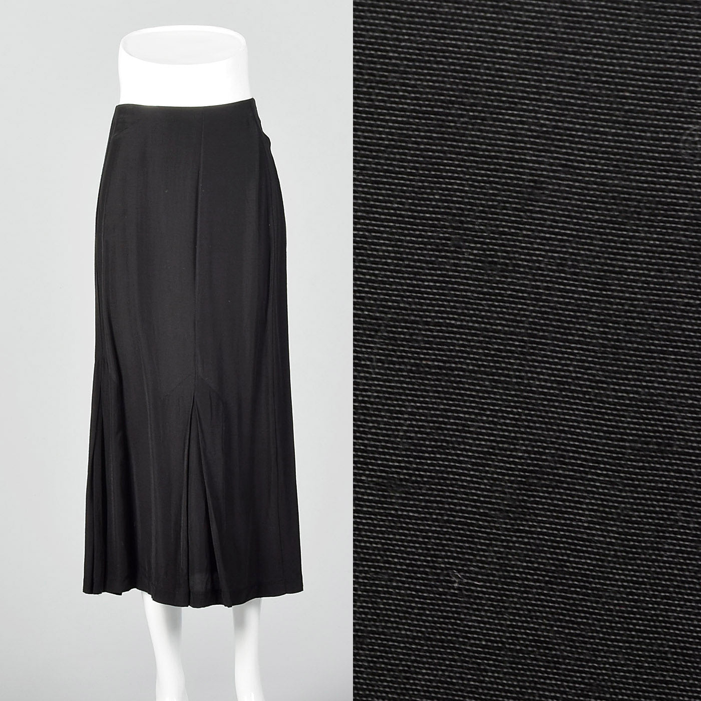 1980s Norma Kamali Black Mermaid Skirt with Pleated Hem