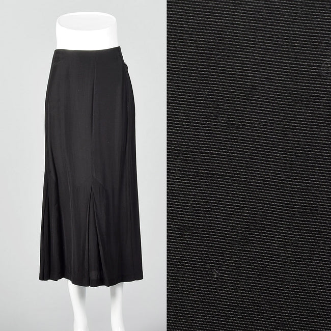 1980s Norma Kamali Black Mermaid Skirt with Pleated Hem
