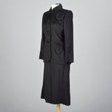 1940s Black Cashmere Skirt Suit