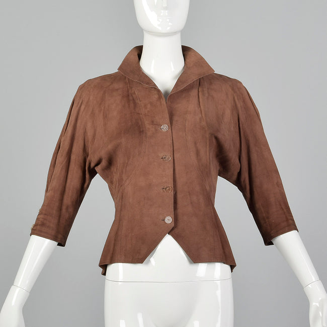 Small Jean Muir 1980s Brown Suede Jacket