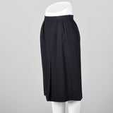 1980s Yves Saint Laurent Rive Gauche Navy Blue Skirt with Slit