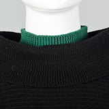 1950s Black Wool Ski Sweater with Wind Collar