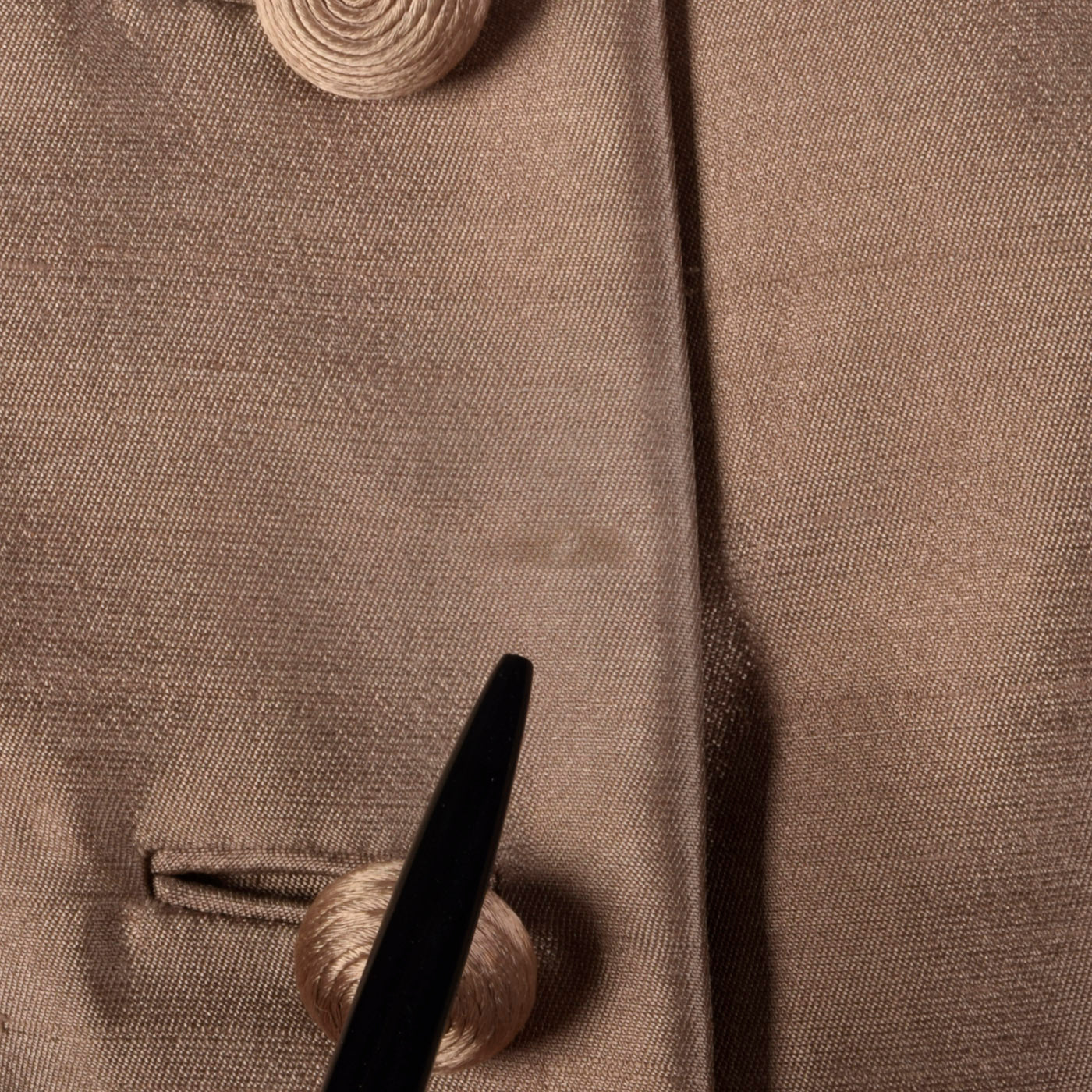 1960s Brown Silk Jacket with Fur Collar