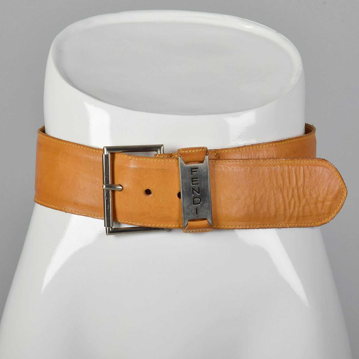 1980s Fendi Brown Wide Leather Belt