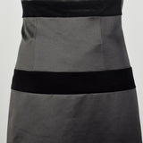 XS 1980s Dress Black Strapless Velvet Stripe Formal Evening Gown