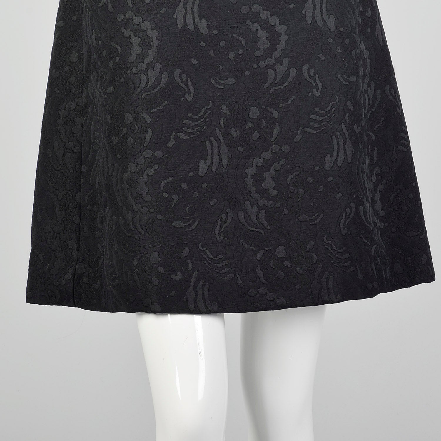 Medium 1960s Black Wool Brocade Coat and Dress Set