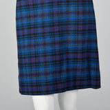 1960s Pendleton Wool Skirt Suit in Blue and Purple Plaid