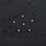 1950s Black Rayon Day Dress with Peplum Waist