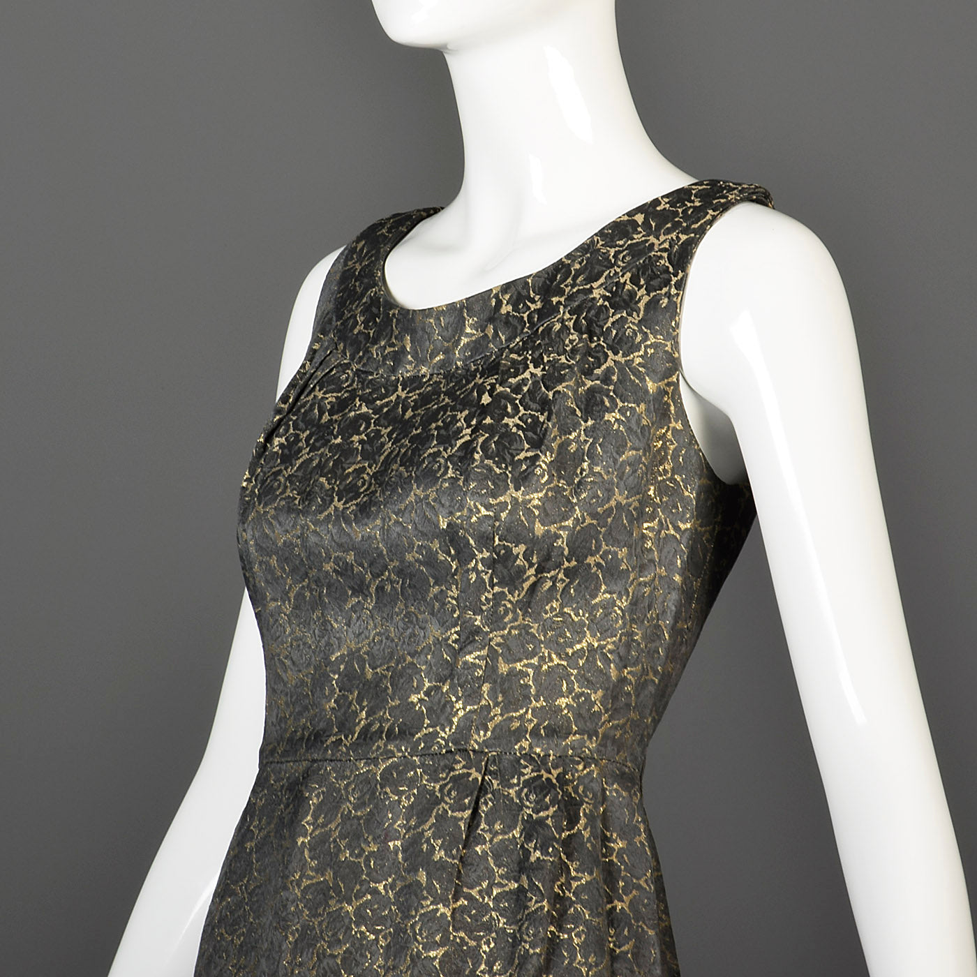 1960s Gold Brocade Dress with Matching Jacket and Velvet Detail