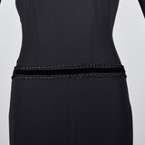 1950s Black Dress with Drop Waist and Bustle Train