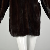 Medium 1980s Jacket Brown Shawl Collar Real Mink Fur Winter Car Coat