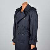 1980s Mens Burberrys  Prorsum Navy Blue Trench Coat