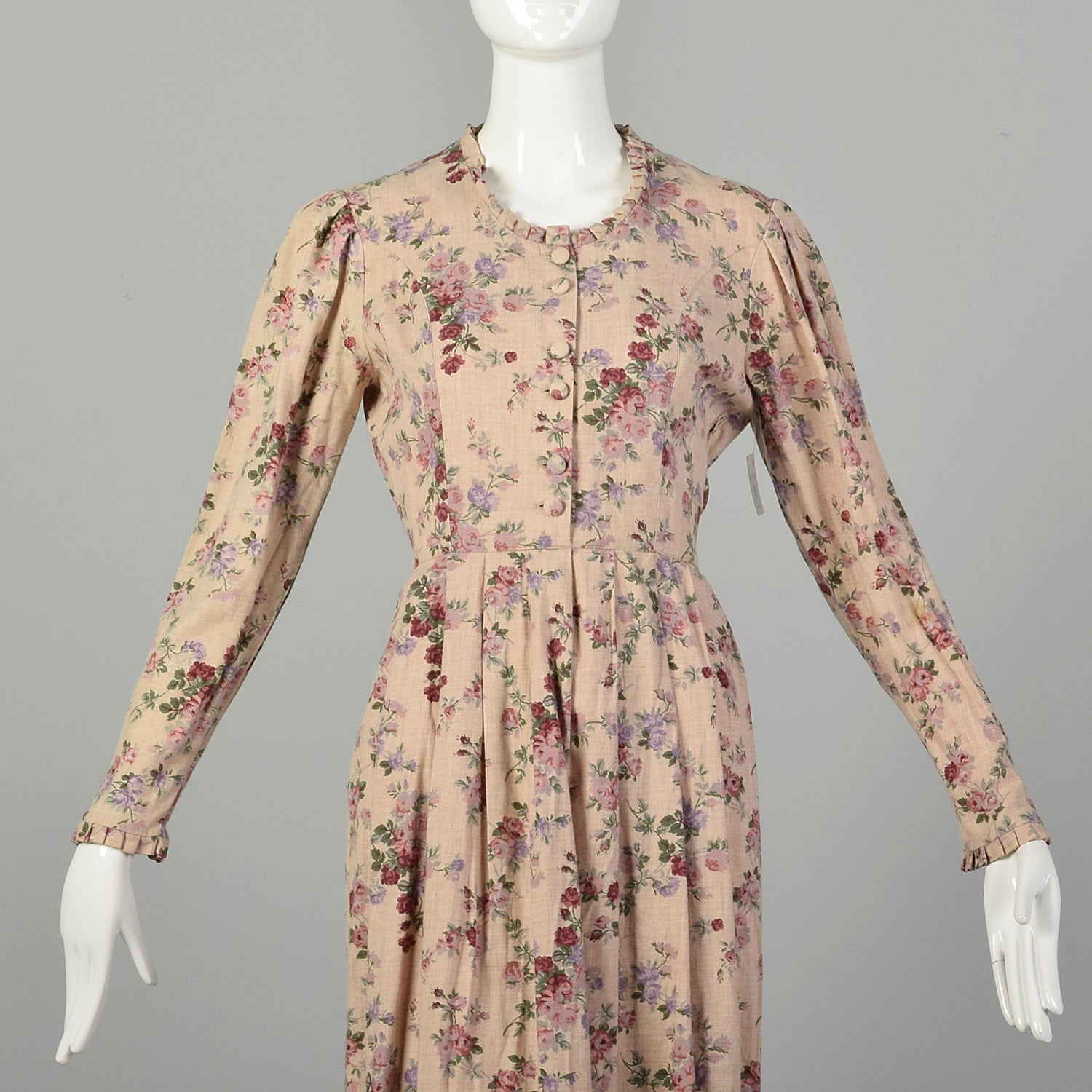 Medium 1990s Laura Ashley Dress Floral Wool Cotton Blend Long