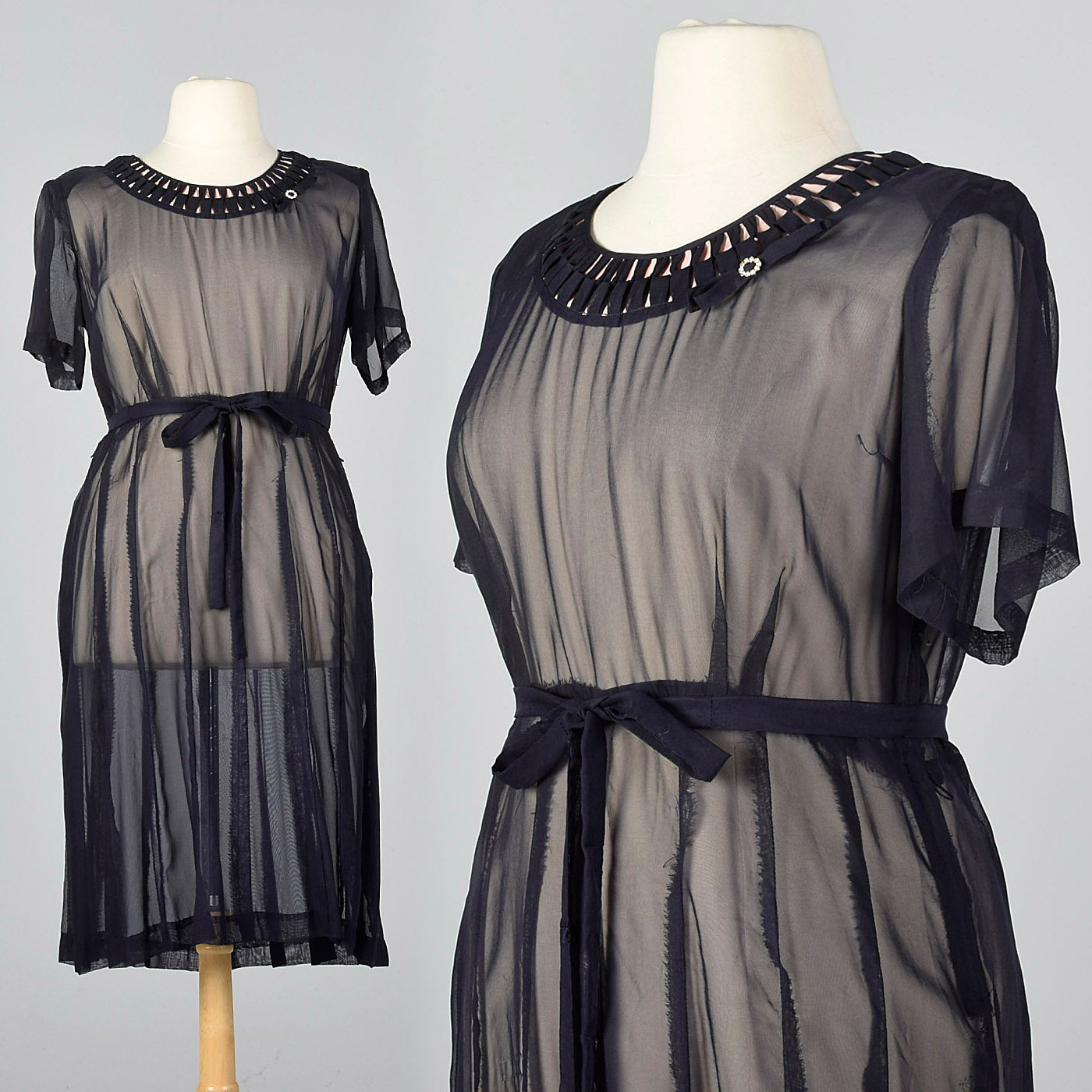 1950s Sheer Navy Party Dress