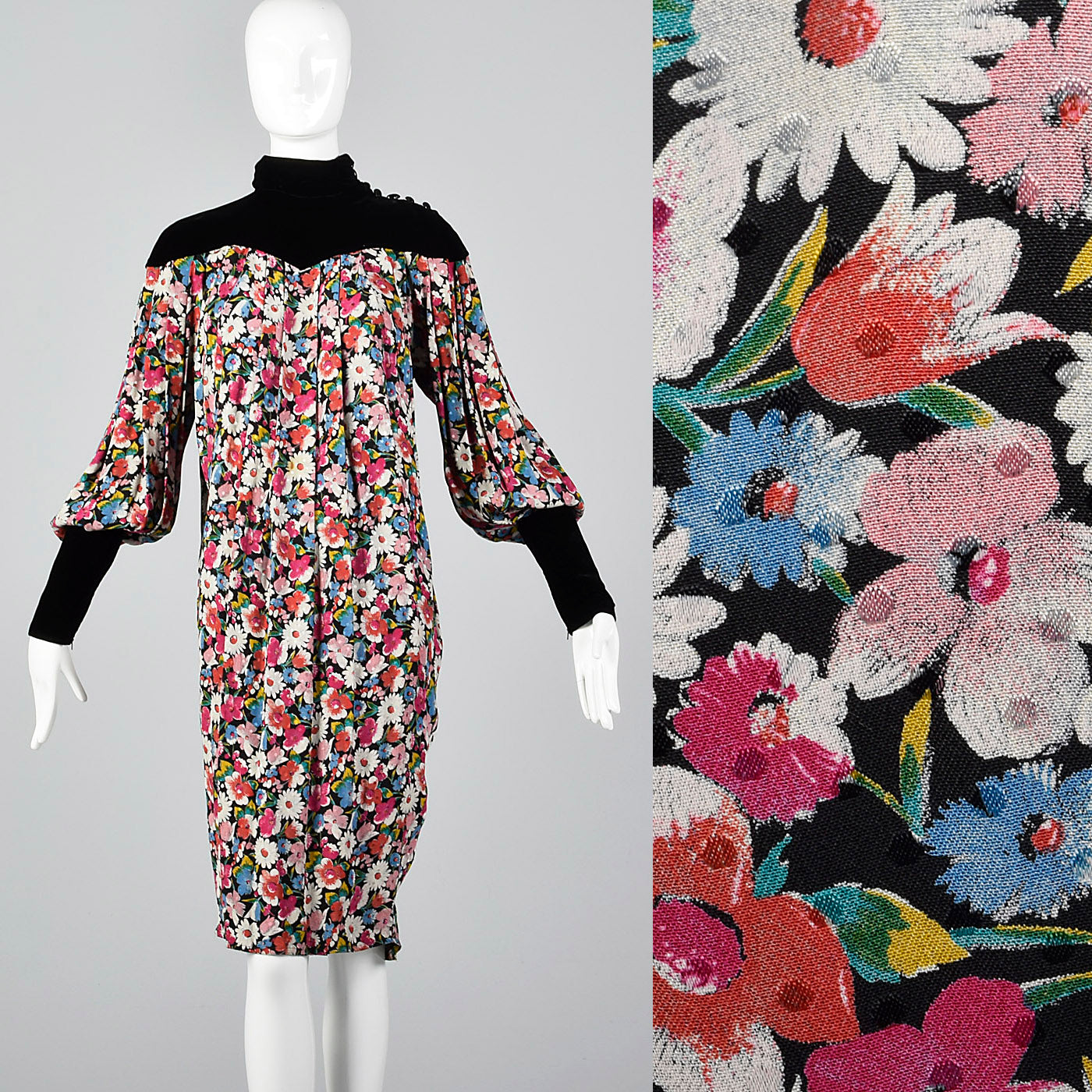 1980s Emanuel Ungaro Solo Donna Floral Dress