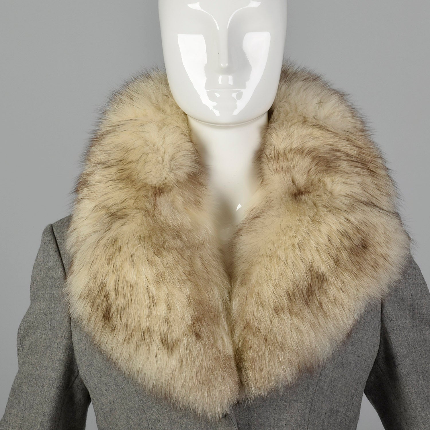 Small 1970s Wool Crop Jacket with Fur Collar