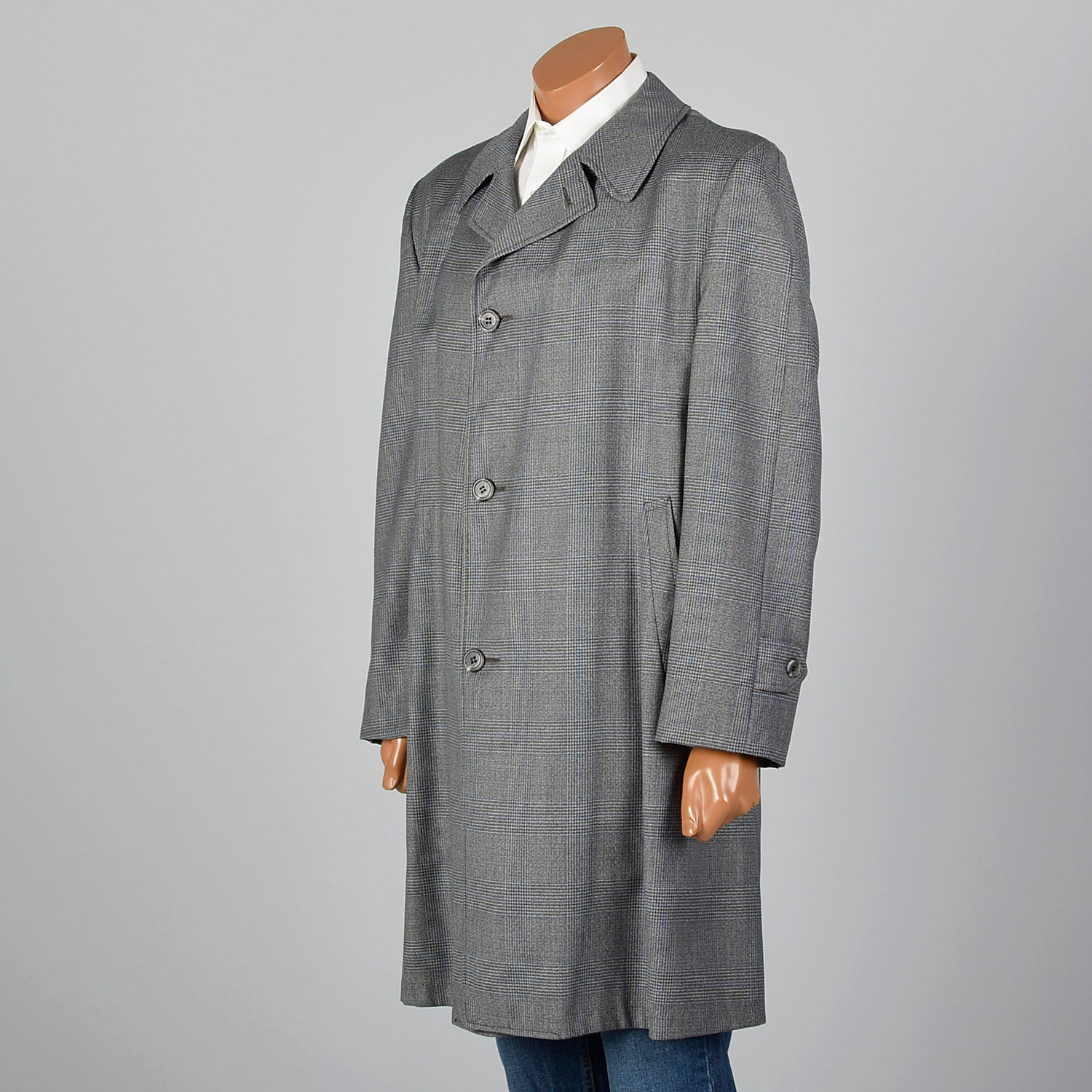 1960s Gray Plaid Over Coat