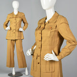 1970s Khaki Safari Pant Suit