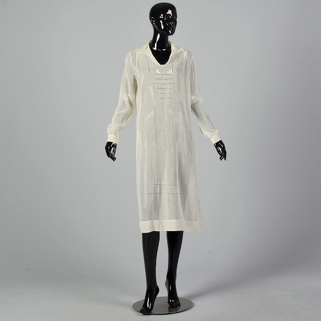 Small 1920s White Cotton Day Dress