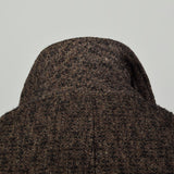 XXL 1950s Coat Brown Boucle Wool Tweed Winter Overcoat