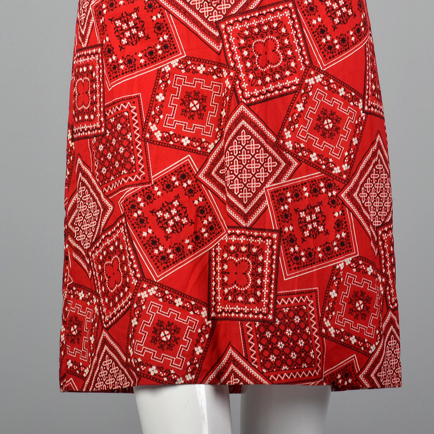 1960s Red Bandana Print Dress
