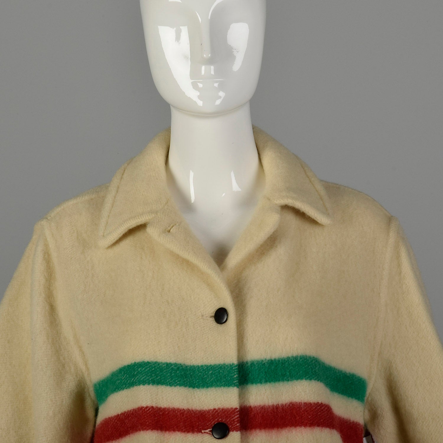 Medium 1950s Hudson Bay Striped Wool Blanket Coat Cozy Autumn Outerwear