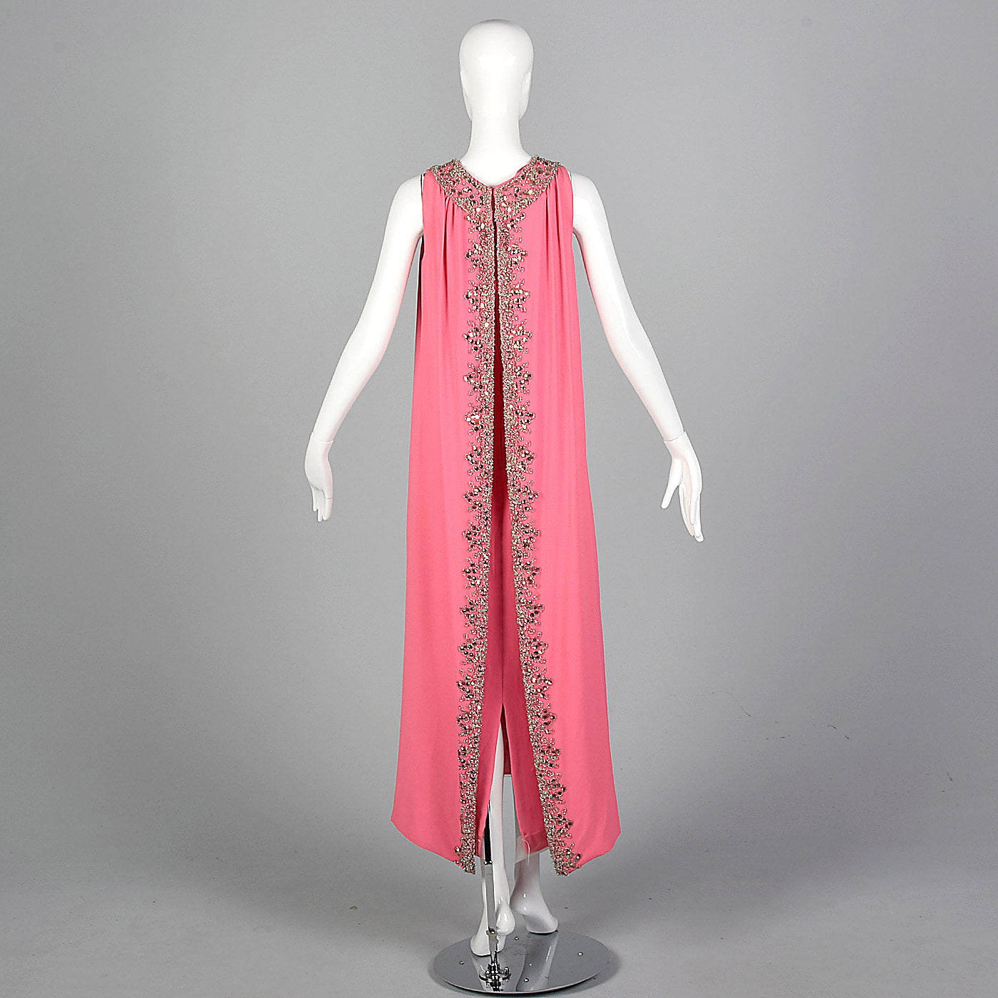 1960s Hot Pink Wiggle Dress with Beaded Float