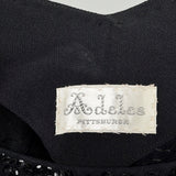 Medium 1950s Black Sequin Dress Evening Sheath LBD Cocktail Party Little Black Dress
