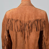 1970s Mens Brown Leather Fringe Jacket