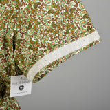 3XL 1950s Day Dress Green Paisley Short Sleeve Volup Cotton Deadstock Zip Front
