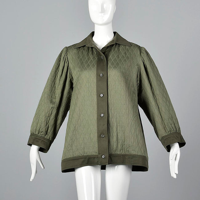 1976 Yves Saint Laurent Russian Collection Loose Green Quilted Jacket