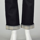 Medium Burberry Jeans Dark Wash Straight Leg Plaid Cuffs