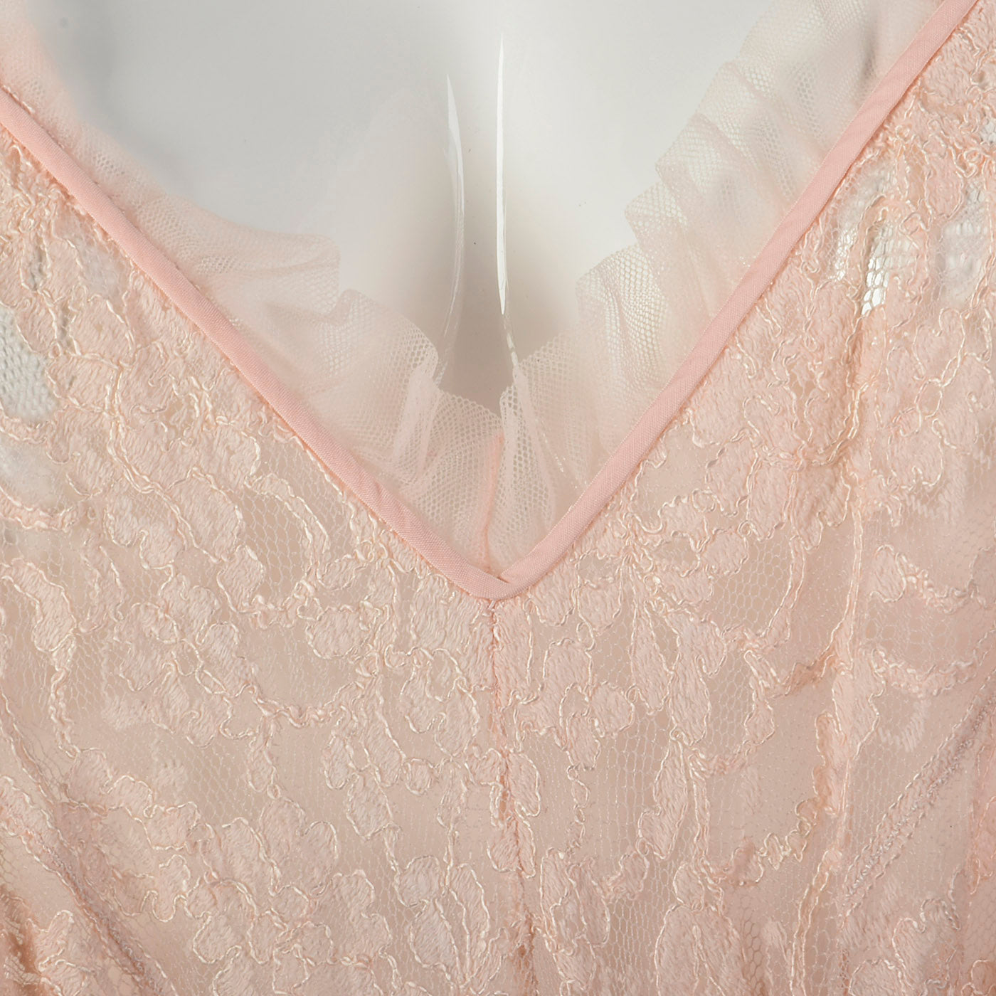 1940s Pink Rayon Nightgown with Lace Detail