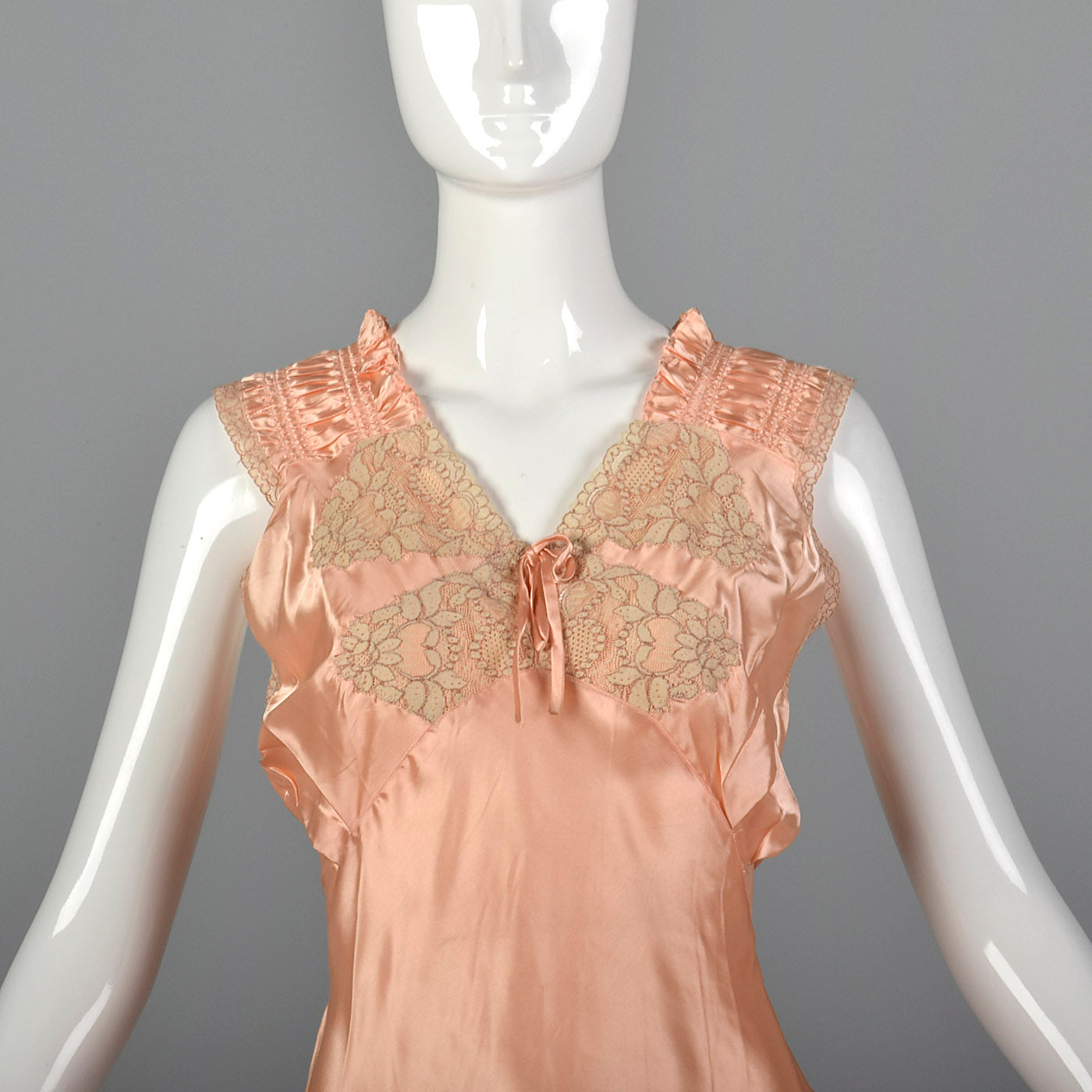 1930s Pink Satin Nightgown with Front Pocket