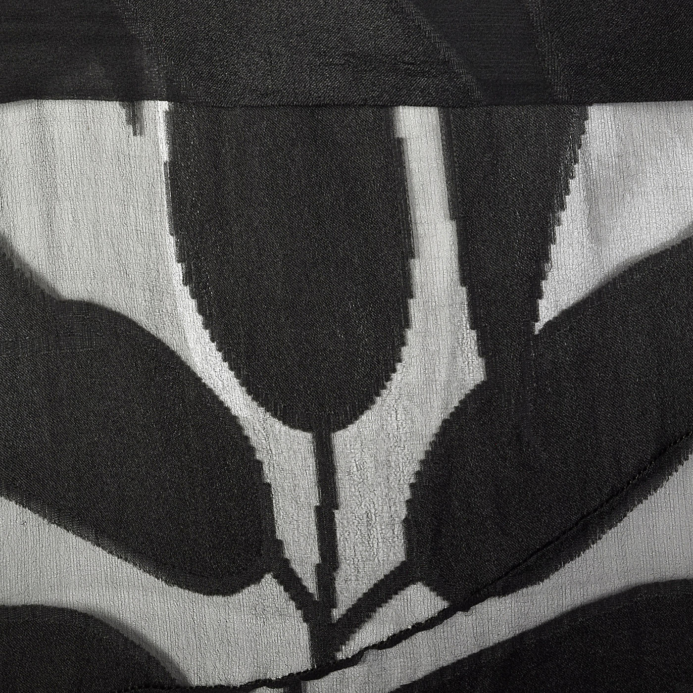 1930s Sheer Black Silk Dress with Abstract Leaf Design