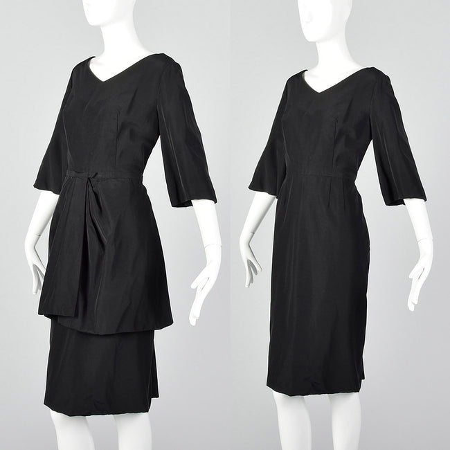 Large 1950s Black Dress and Overskirt