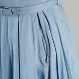 1950s Blue Short Sleeve Dress with Mohair Details
