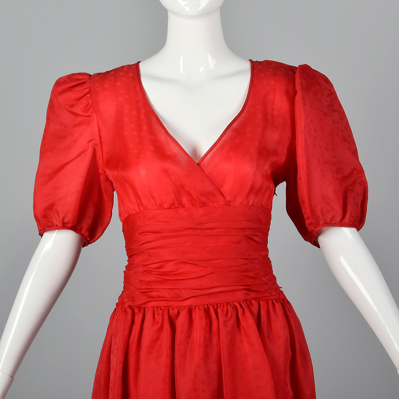 1980s Red Party Dress with Polka Dots