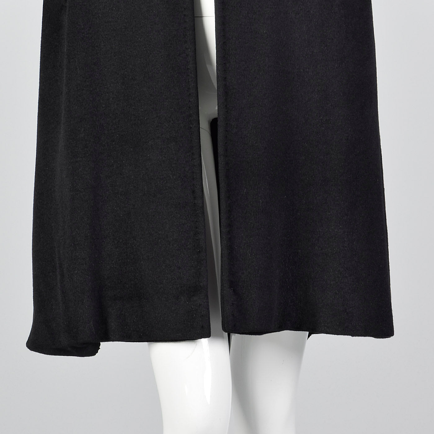 1950s Black Wool Swing Coat with Beaded Collar